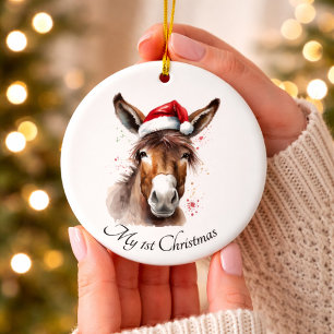 Merry Little Christmas Donkey, Brauch Keramik Ornament