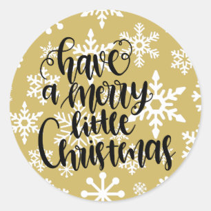 Merry Little Christmas Elegante Snowflake Runder Aufkleber