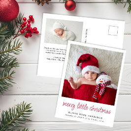 Merry Little Christmas Foto Birth Ankündigungspostkarte