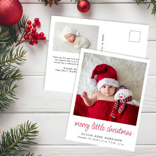 Merry Little Christmas Foto Birth Ankündigungspostkarte