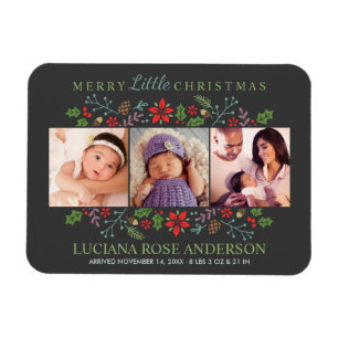 Merry Little Christmas Foto Geburtserklärung Magnet
