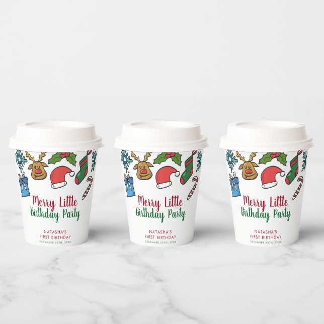 Merry Little Christmas Geburtstag Custom Paper Cup Pappbecher (Multi)