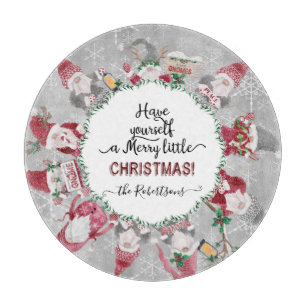 Merry Little Christmas Gnome Santas Elf Snowflakes Schneidebrett
