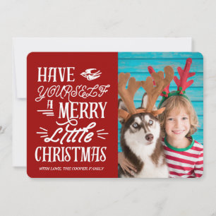Merry Little Christmas Holiday Foto Card (rot) Ankündigung