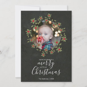 Merry Little Christmas Holly Wreath Foto
