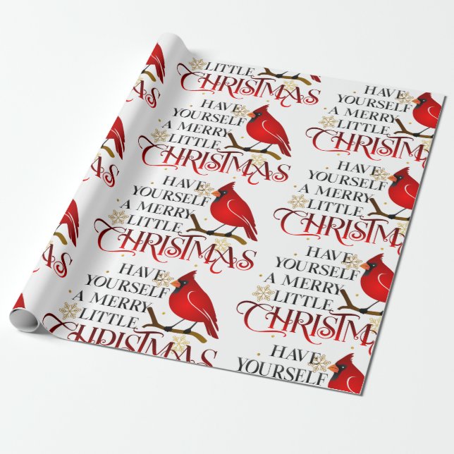 Merry Little Christmas Kardinal Geschenkpapier (Ungerollt)