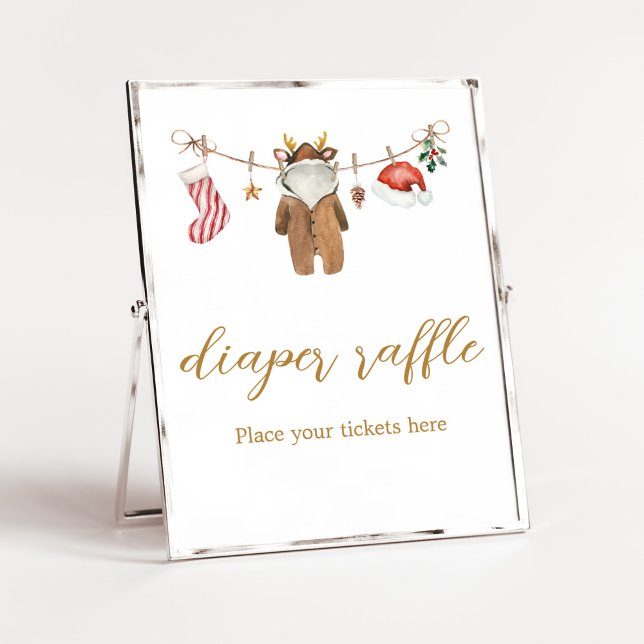Merry Little Christmas Kleidung Baby Dusche Poster (Merry Little Clothes Baby Shower Diaper Raffle Sign)