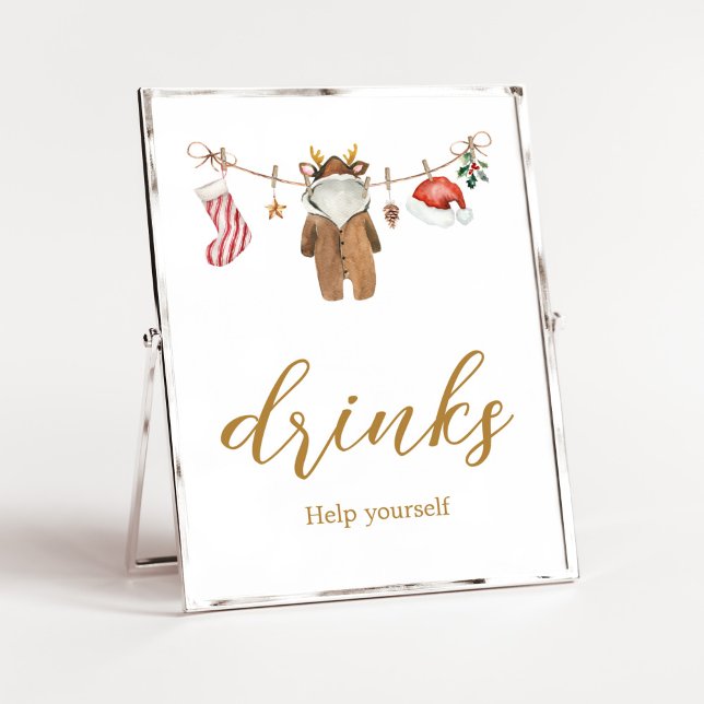 Merry Little Christmas Kleidung Baby Duschgetränke Poster (Merry Little Clothes Baby Shower Drinks Sign)