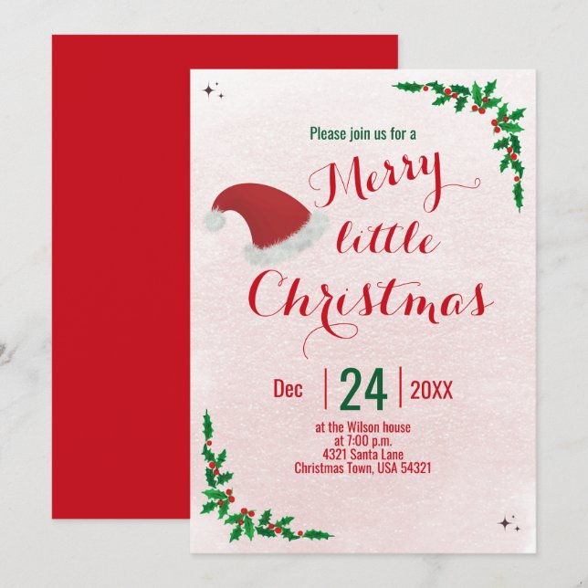 Merry Little Christmas Party Einladung (Vorne/Hinten)