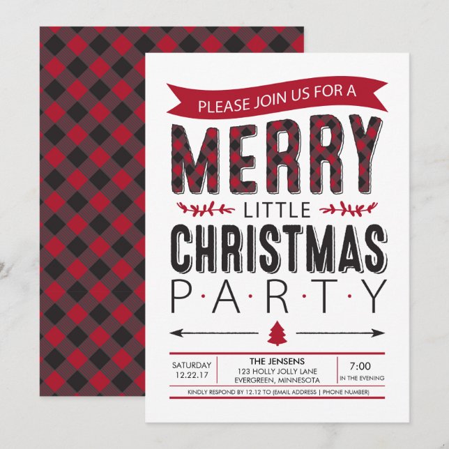 Merry Little Christmas Party Einladung (Vorne/Hinten)