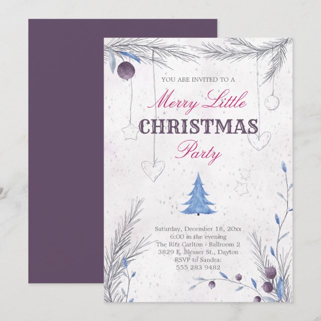 Merry Little Christmas Party Einladung (Vorne/Hinten)