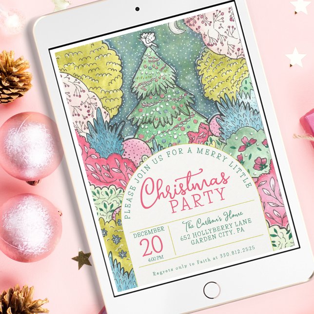 Merry Little Christmas Party Watercolor Einladung (Von Creator hochgeladen)