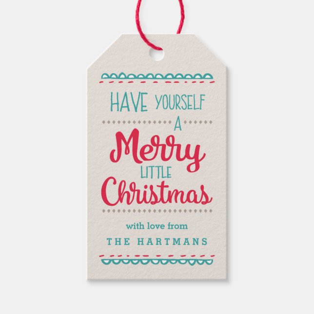 Merry Little Christmas Personalisierte Geschenketa Geschenkanhänger (Vorderseite)