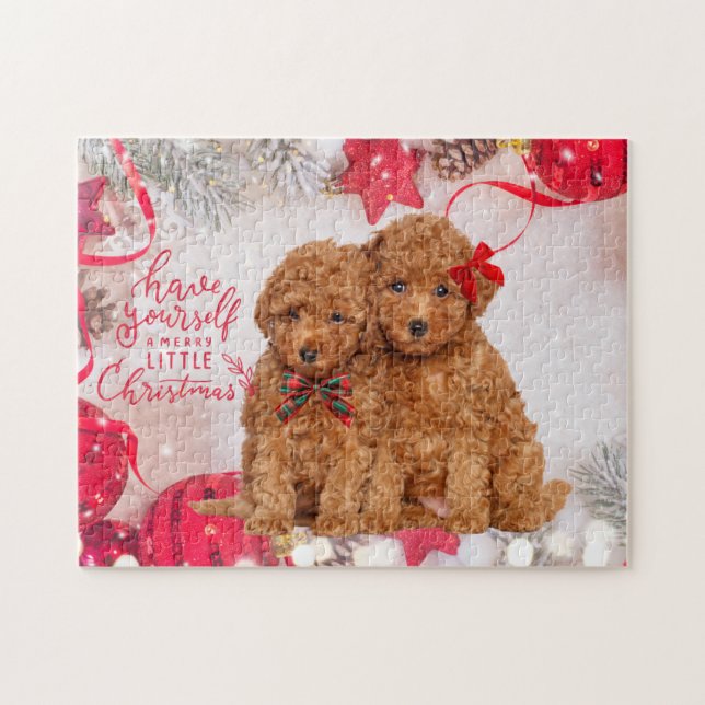 Merry Little Christmas Poodle Welppies (Horizontal)