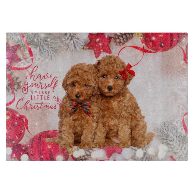 Merry Little Christmas Poodle Welppies Schneidebrett (Vorderseite)
