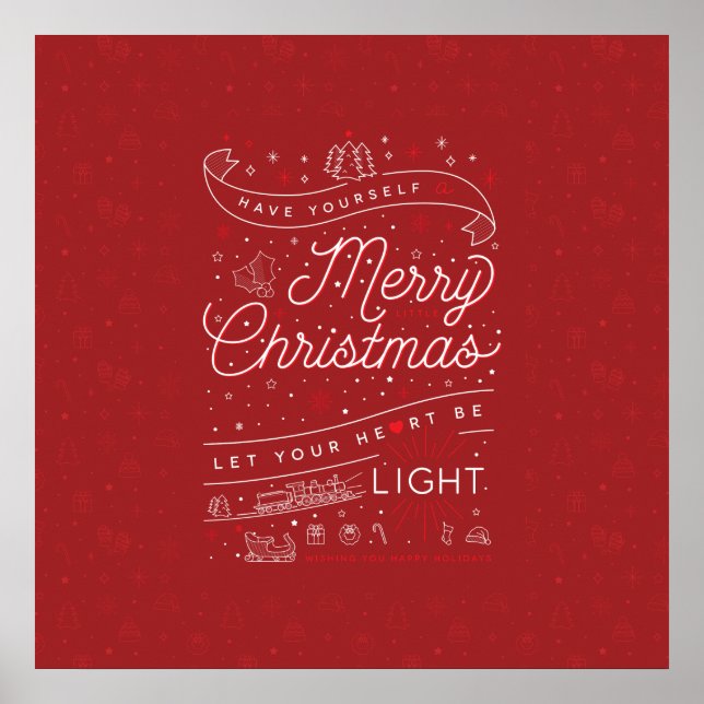 Merry Little Christmas Poster 24x24 / Rot (Vorne)