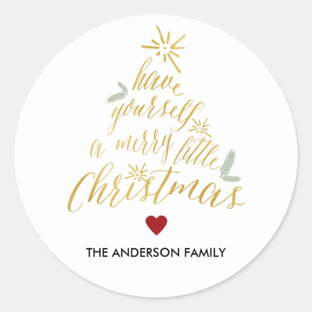 Merry Little Christmas Round Aufkleber (Vorderseite)