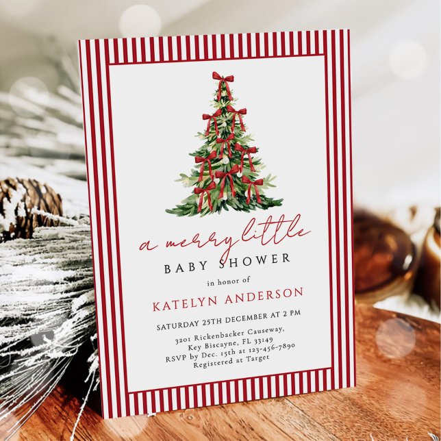 Merry Little Christmas Tree Baby Shower Einladung (Von Creator hochgeladen)