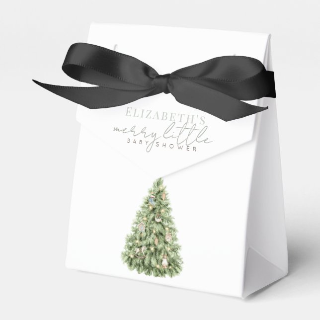 Merry Little Christmas Tree Baby Shower Geschenkschachtel (Vorderseite)