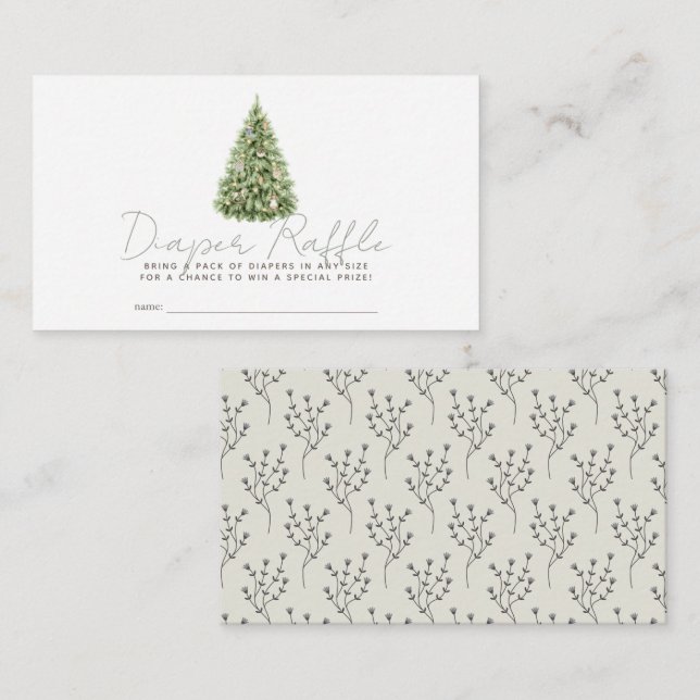 Merry Little Christmas Tree Diaper Raffle Ticket Begleitkarte (Vorne/Hinten)