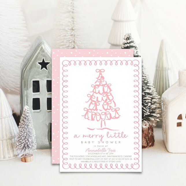 Merry Little Christmas Tree Pink Baby Dusche Einladung (Von Creator hochgeladen)
