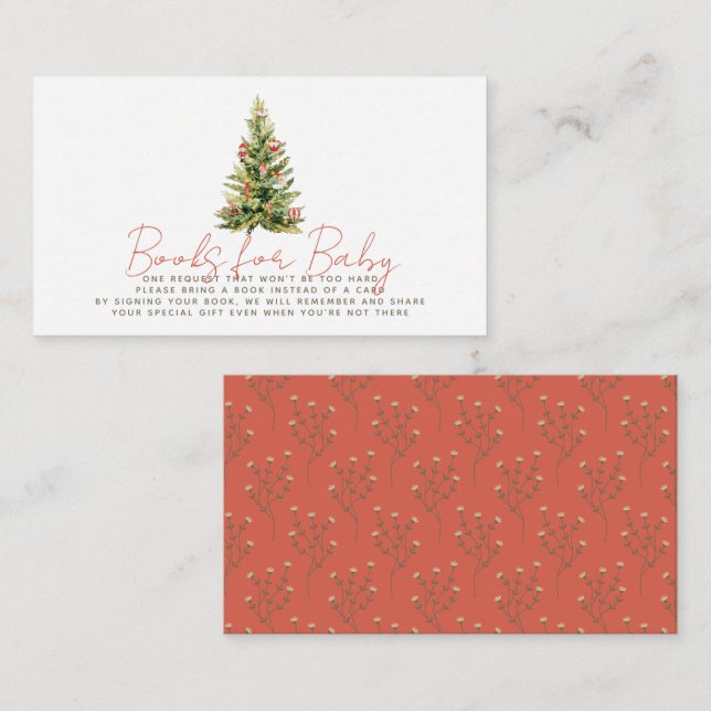 Merry Little Christmas Tree Red Baby Book Request Begleitkarte (Vorne/Hinten)