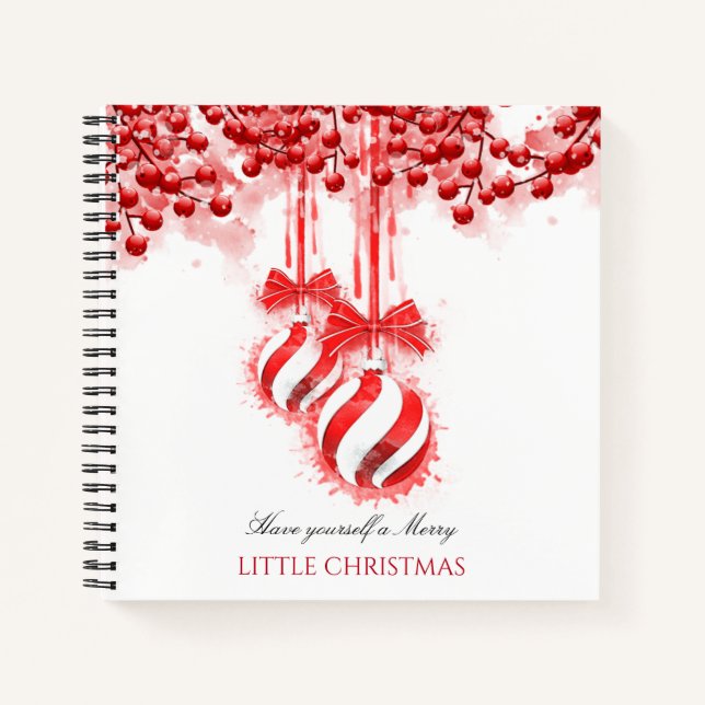 Merry Little Christmas Watercolor Splash Notizbuch (Vorderseite)