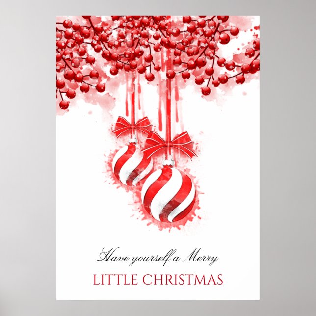 Merry Little Christmas Watercolor Splash Poster (Vorne)