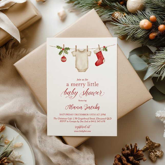 Merry Little Christmas Winter Baby Shower  Einladung (Merry Little Baby Shower | Winter Baby Shower Christmas)