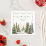 Merry Little Christmas Winter Baby Shower Serviette<br><div class="desc">Das Design besticht durch eine friedliche Aquarellwaldszene und elegante Goldakzente. Dieses "Merry Little" Babyduschthema ist der ideale Set für ein festliches Fest. Passen Sie den Text so an,  dass er Ihren Veranstaltungsdetails entspricht und Sie ihn ganz Ihren Wünschen entsprechend gestalten.</div>