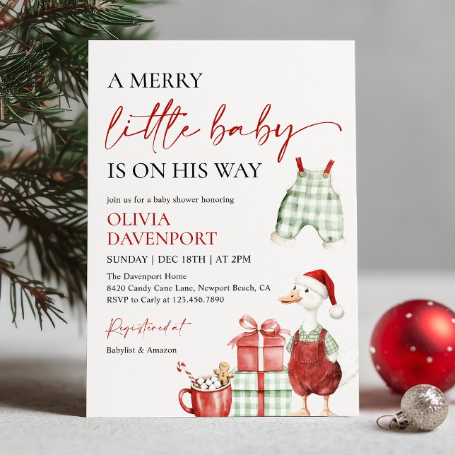 Merry Little Christmas Winter Boy Baby Shower  Einladung (Von Creator hochgeladen)