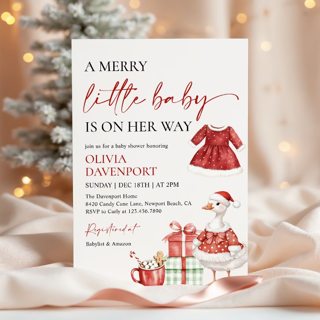Merry Little Christmas Winter Girl Baby Shower  Einladung (Von Creator hochgeladen)