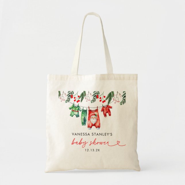 Merry Little Floral Christmas Weihnachtsdusche Tragetasche (Vorne)