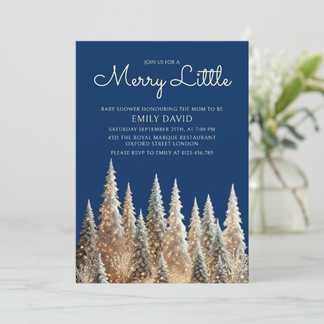 Merry Little Mattiert Forest Weihnachtsdusche Einladung (Stehend Vorderseite)