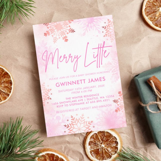 Merry Little Pink Baby Dusche Einladung (Von Creator hochgeladen)