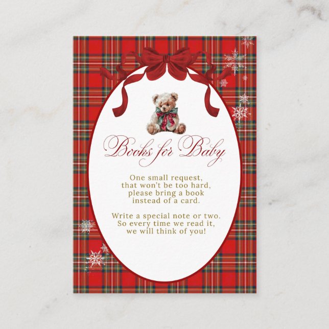 Merry Little Red Bow Christmas Plaid Books Requast Begleitkarte (Vorderseite)