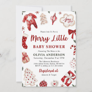 Merry Little Red Winter Xmas Weihnachtsdusche Einladung