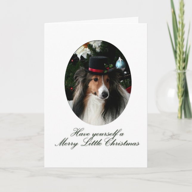 Merry Little Sheltie Feiertagskarte (Vorderseite)