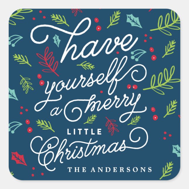 MERRY LITTLE Umschlag Aufkleber Weihnachtsaufklebe (Vorderseite)