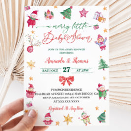 Merry Little Watercolor Babydusche Einladung
