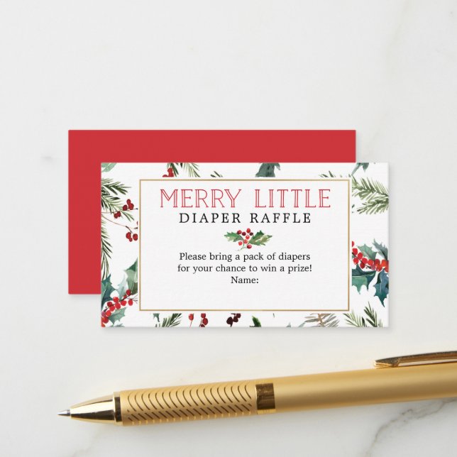 Merry Little Winaper Raffle Baby Duschkarte Begleitkarte (Vorderseite/Rückseite Beispiel)