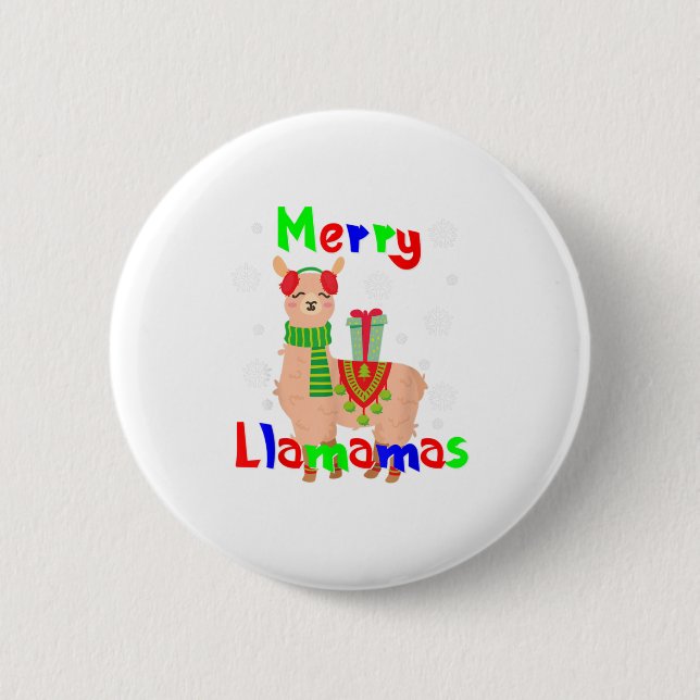 Merry Llamas Christmas Button (Vorderseite)