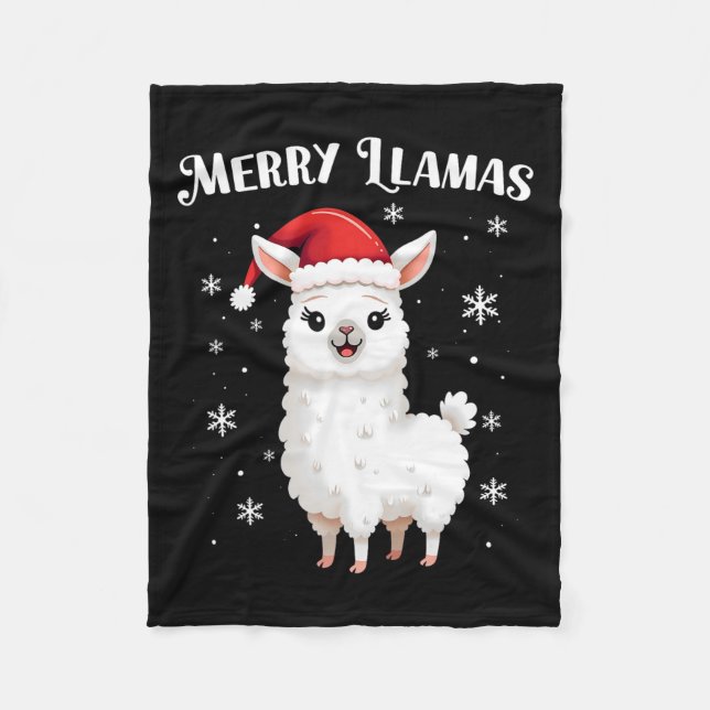 Merry Llamas Funny Christmas Llama Animal Holiday Fleecedecke (Vorderseite)