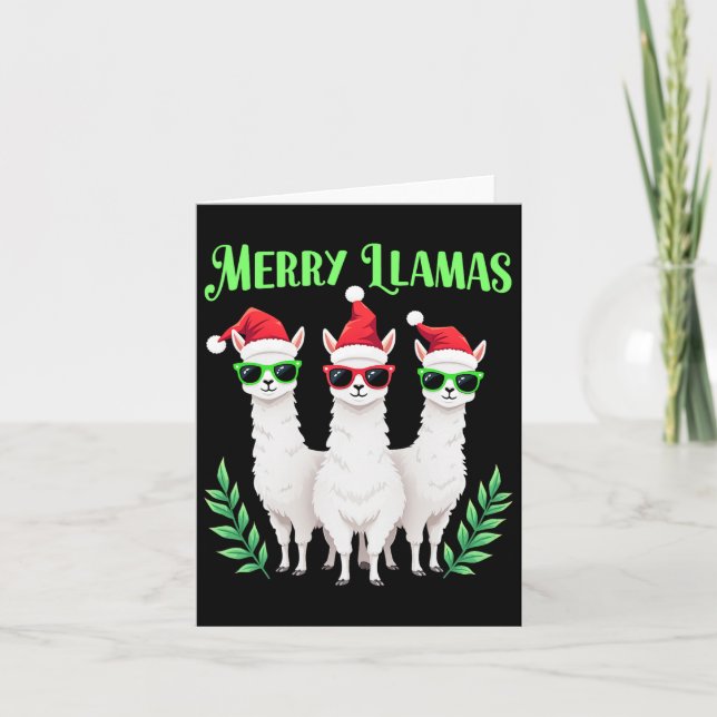 Merry Llamas Funny Christmas Llama Animal Holiday Karte (Vorderseite)