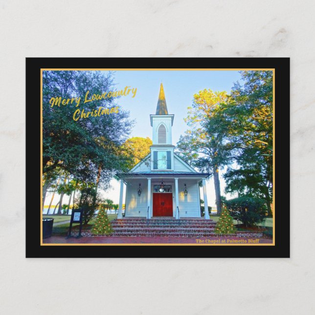 Merry Lowcountry Weihnachtskapelle Palmetto Bluff Feiertagspostkarte (Vorderseite)