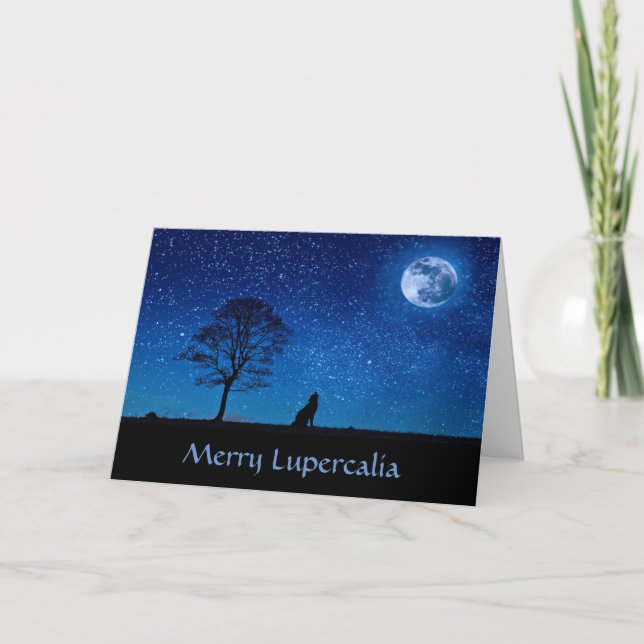 Merry Lupercalia (Wolf) Feiertagskarte (Vorderseite)