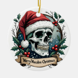 Merry Macabre Christmas Skull Ornament