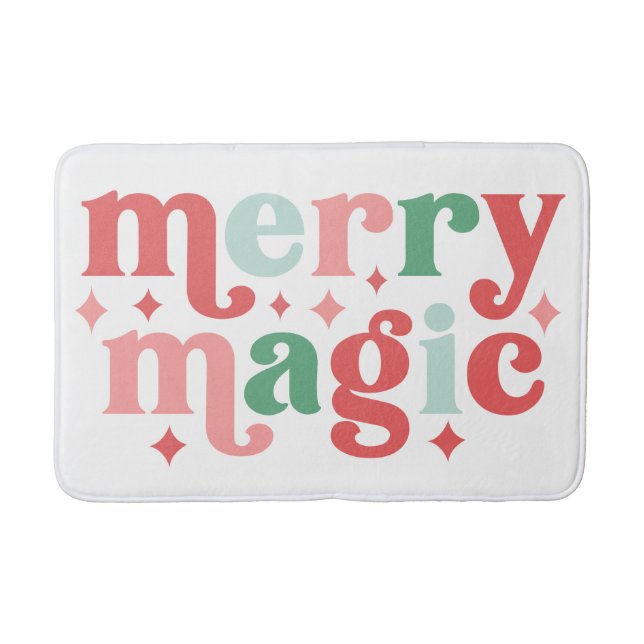 Merry Magic - farbenfrohe Weihnachtstypografie Badematte (Vorderseite)