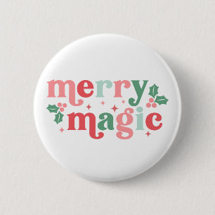 Merry Magic - farbenfrohe Weihnachtstypografie Button