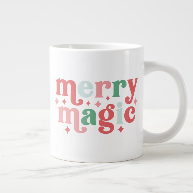 Merry Magic - farbenfrohe Weihnachtstypografie Jumbo-Tasse (Rechts)